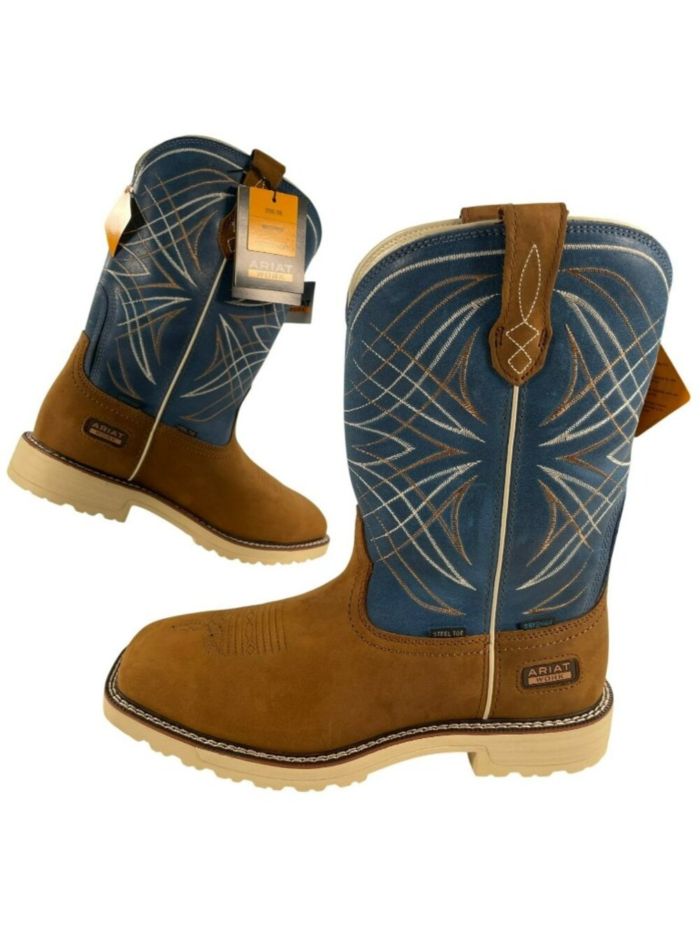 Ariat Activator Boots H2O Steel Toe Waterproof Brown/Blue Men's Size 11 WIDE NEW